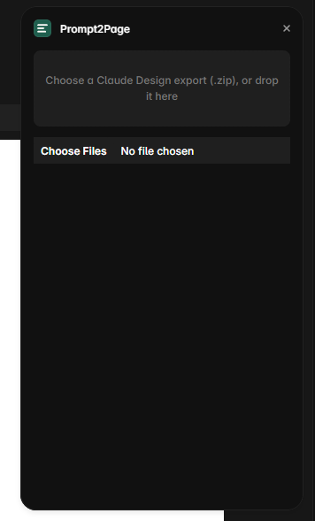 Prompt2Page plugin panel in Framer